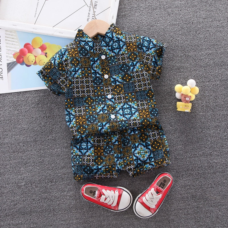 1-6 Year Children Set Hawaiian shirt and Shorts Floral Printed - myfunfarm