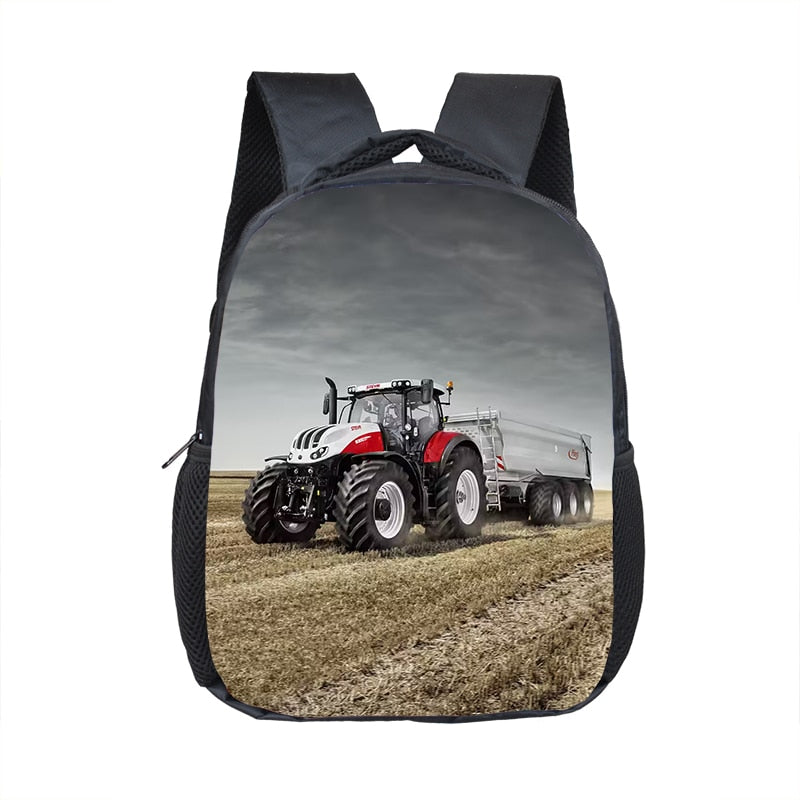 Farm Tractor Print Backpack Children School Bags