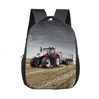 Farm Tractor Print Backpack Children School Bags
