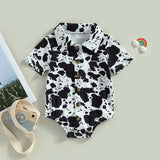 0-18M Gentleman Baby Boys Jumpsuits Cow Pattern