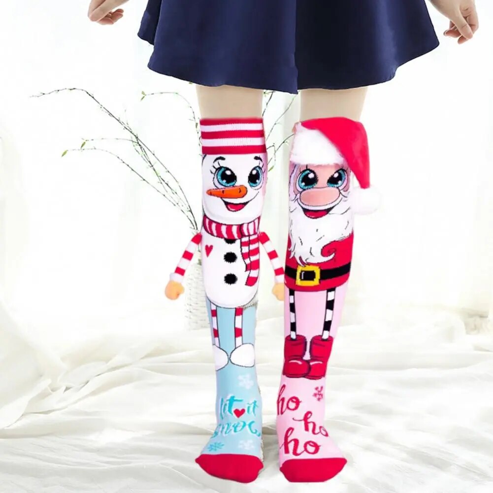 1 Pair Trendy Cartoon Christmas Stockings Santa Snowman