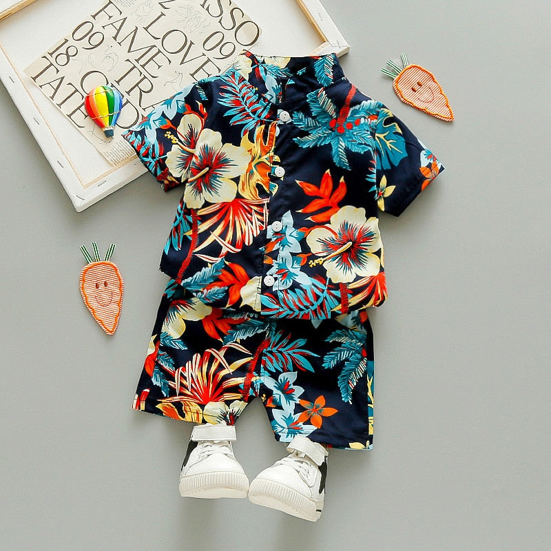 1-6 Year Children Set Hawaiian shirt and Shorts Floral Printed - myfunfarm
