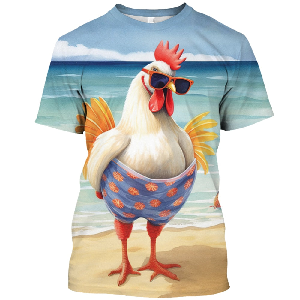 Rooster 3d Print Funny Unisex T-shirt