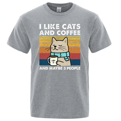 I Like Cats And Coffee Funny T-Shirt For Cat Lovers - myfunfarm