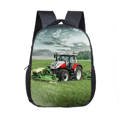 Farm Tractor Print Backpack Children School Bags