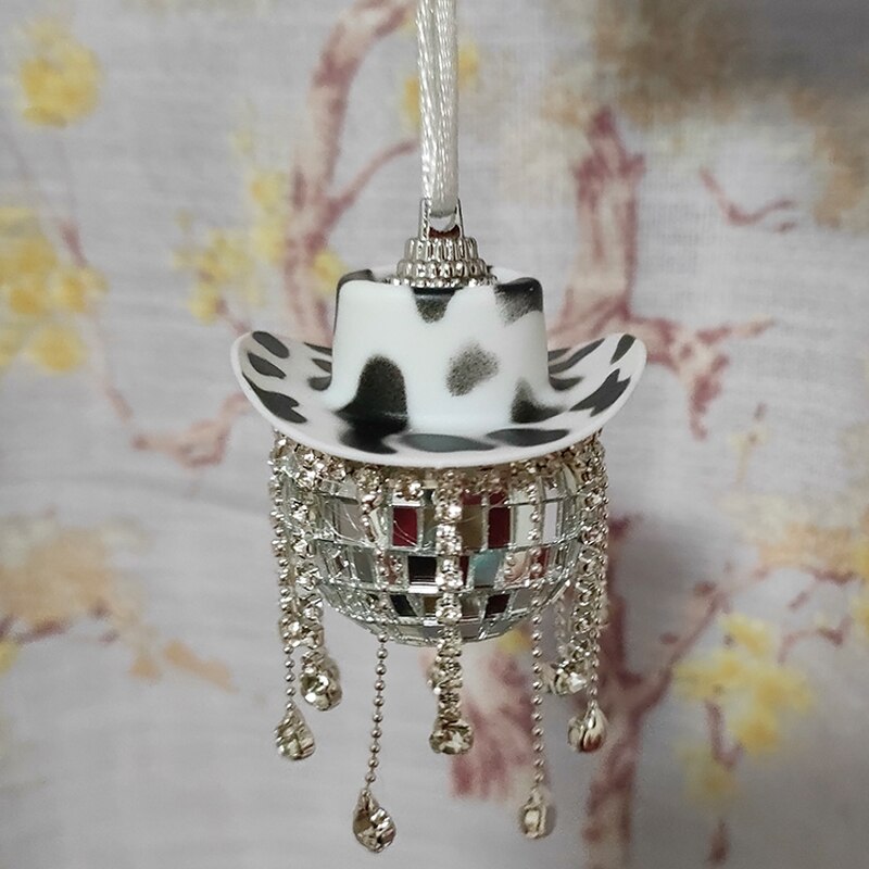 Rhinestone Cowgirl Disco Ball Party Hanging Car Rear View Mirror Accessory - myfunfarm
