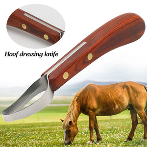 1Pc Horseshoe Knife Sheep Stainless Steel Double-edged Wooden Handle Hoof Trimming Knife Ring Blade Cattle Hoof Trimming Tools