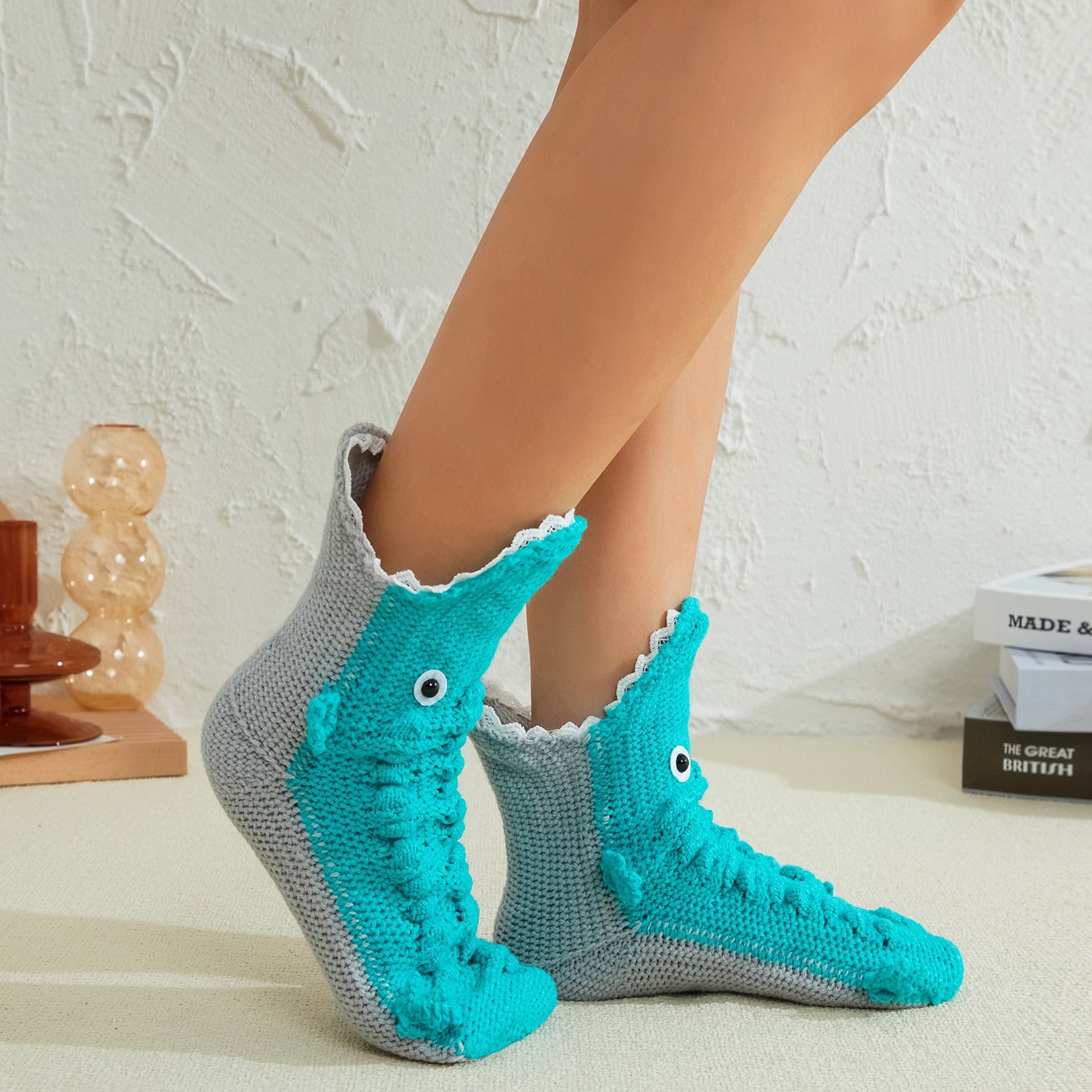 Winter Knitting Hand Crochet Women's Socks 3D Animals - myfunfarm