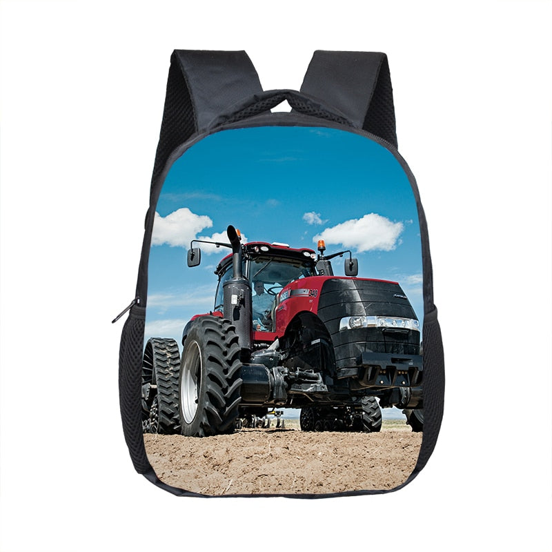 Farm Tractor Print Backpack Children School Bags
