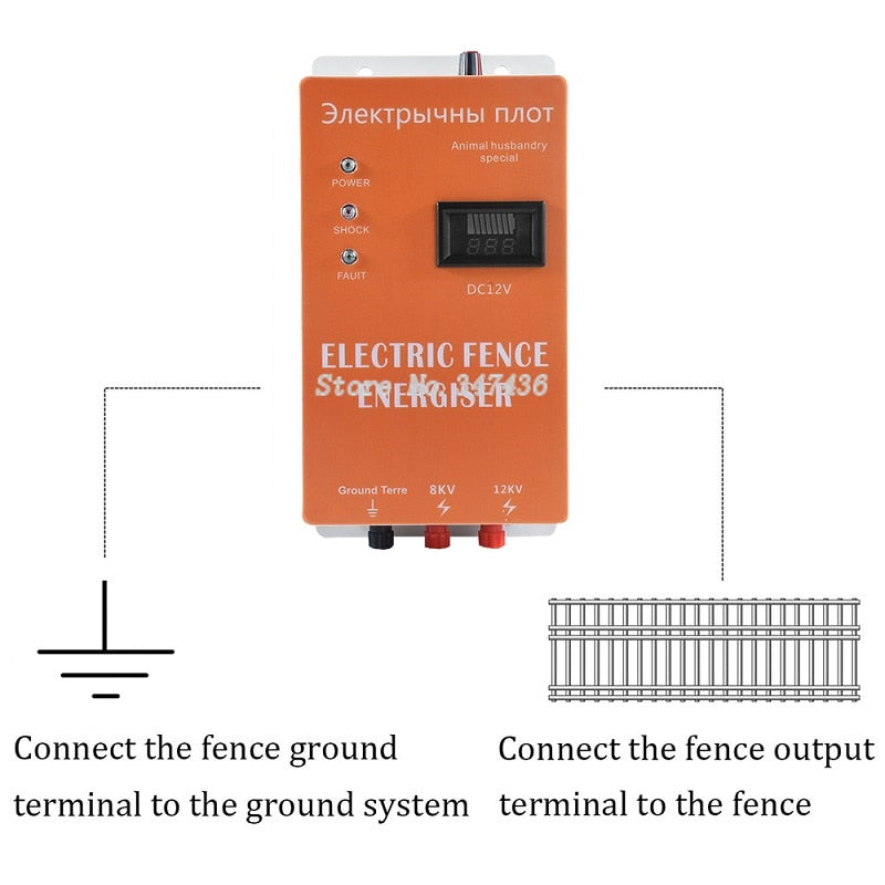 5KM/10/20KM Electric Fence Solar pulse Charger Controller Animal Horse Cattle Poultry Farm Shepherd Alert Livestock Tool