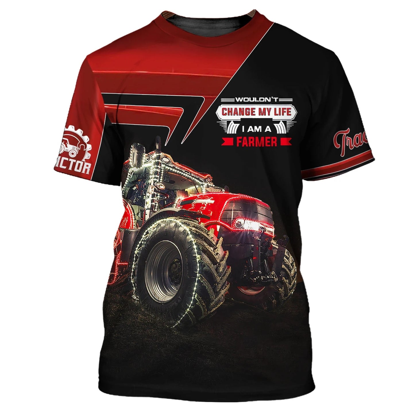 Farm Tractor Pattern 3D Print unisex T-shirt