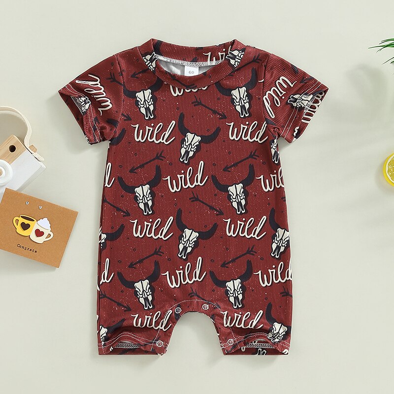 Summer Toddler Newborn Baby Boy Girl Clothing 0-18M Cattle Letter Print