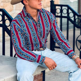 Men's Long Sleeve Western Denim Shirt, Outdoor Casual Party, Soft and Comfortable