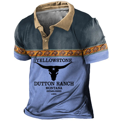 Men's Vintage Polo Shirts Summer Cowboy print 3d Horses