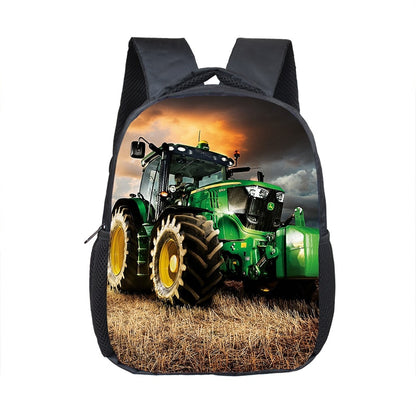 Farm Tractor Print Backpack Children School Bags