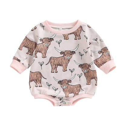 Baby Boys Girls Bodysuits Cattle Print