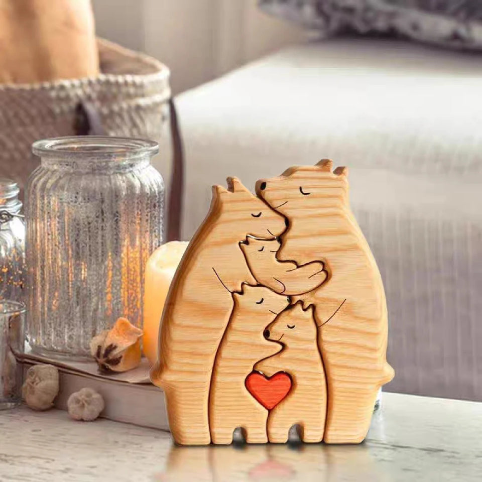 Engraving DIY Bear Family Wooden Puzzle Personalized