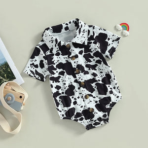 0-18M Gentleman Baby Boys Jumpsuits Cow Pattern