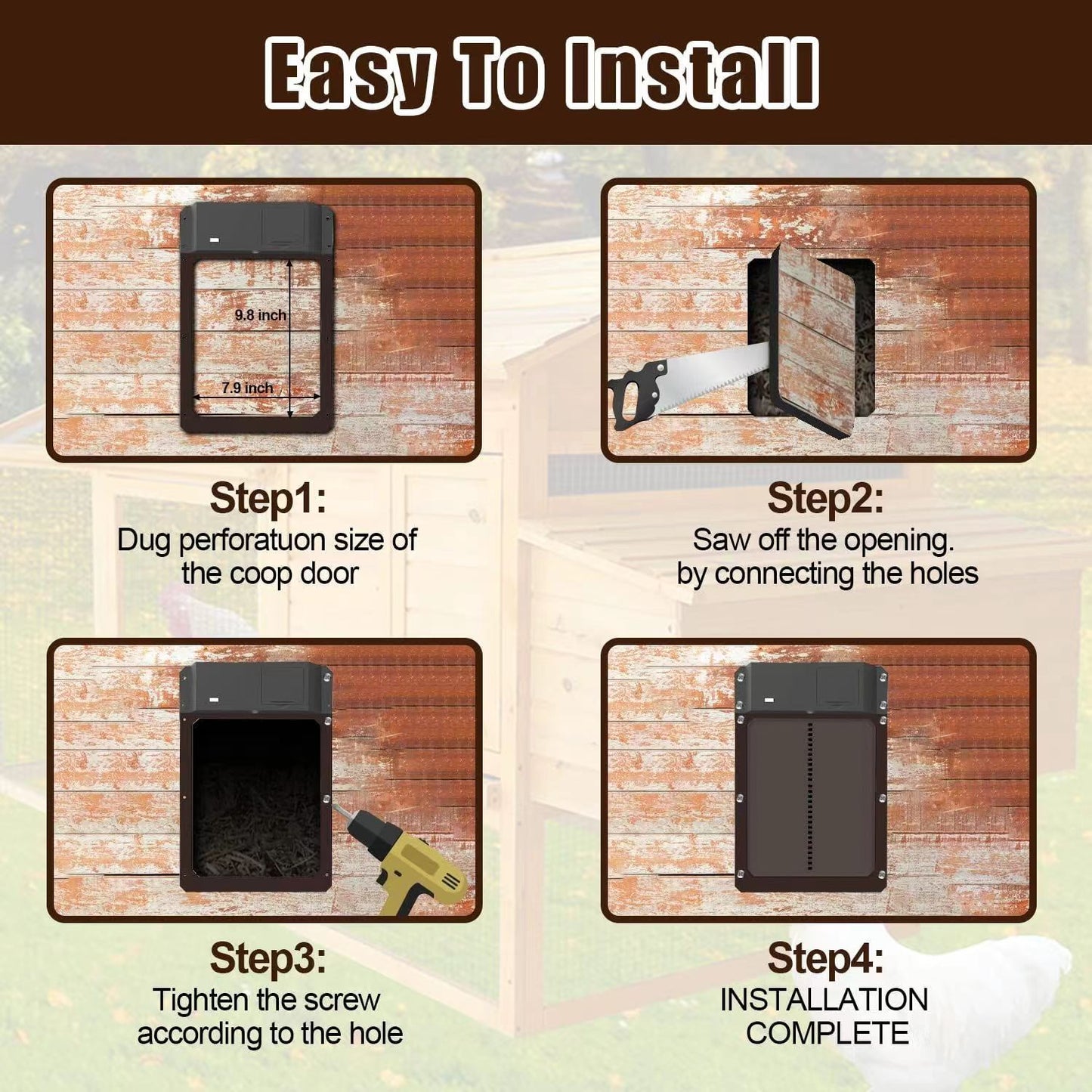 Automatic Chicken Coop Door Opener Battery Powered Light Sense Control Waterproof Pet Flap Accessories Upgrade ABS House Gate