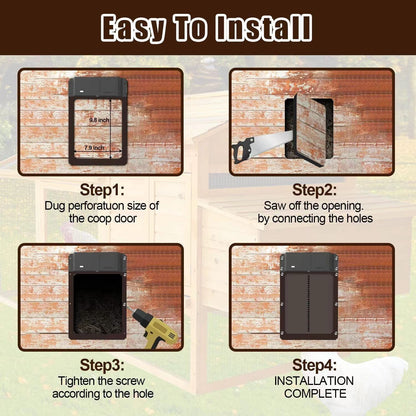 Automatic Chicken Coop Door Opener Battery Powered Light Sense Control Waterproof Pet Flap Accessories Upgrade ABS House Gate
