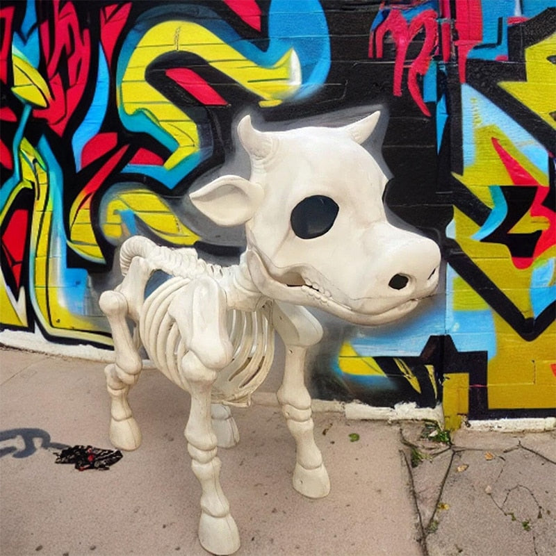 Cow Horse Skeleton Tricky Graveyard Resin  Spooky Halloween Horror  Decor