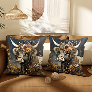 Highland Cattle  Pillow Covers Polyester-2pcs