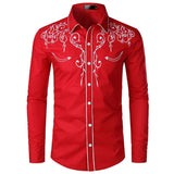 western long-sleeve lapel single -breasted shirt casual social men