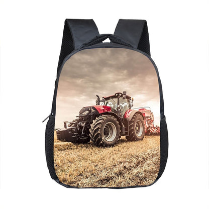 Farm Tractor Print Backpack Children School Bags