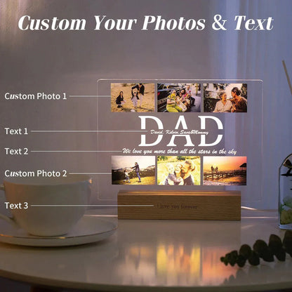 Personalized Custom Photo and Names, 3D Acrylic Lamp Customized Bedroom NightLight for MOM DAD LOVE Family Day Christmas Birthday Gift - myfunfarm