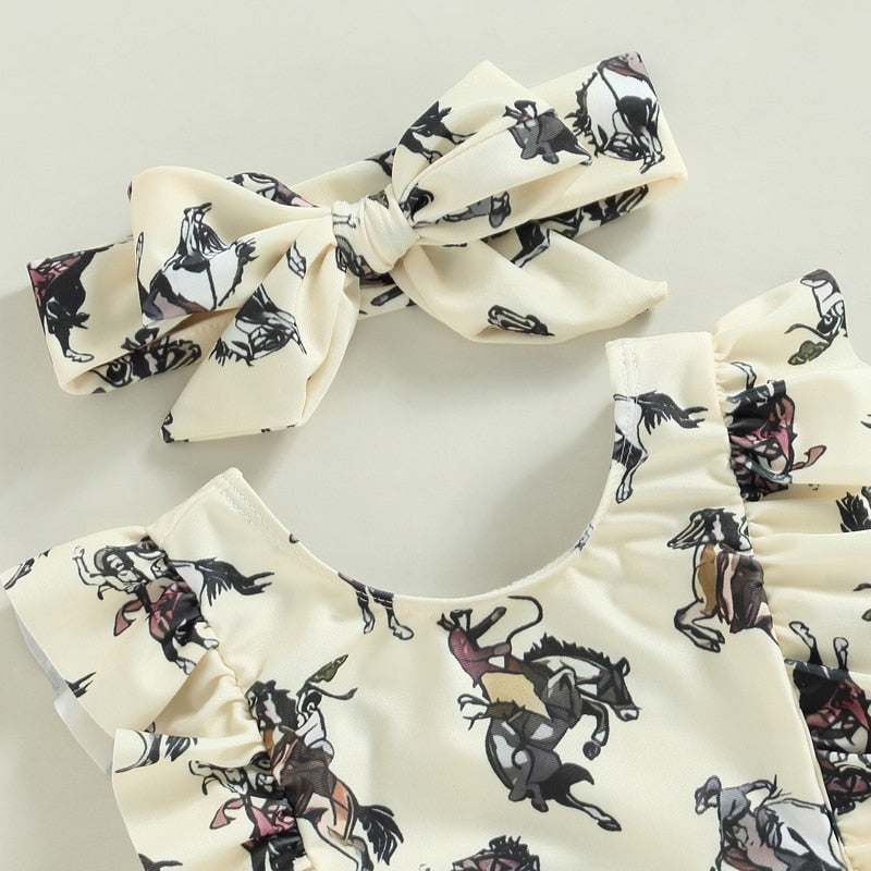 Summer Toddler Newborn Baby Girls Swimsuits Cactus/Cattle/Horse - myfunfarm