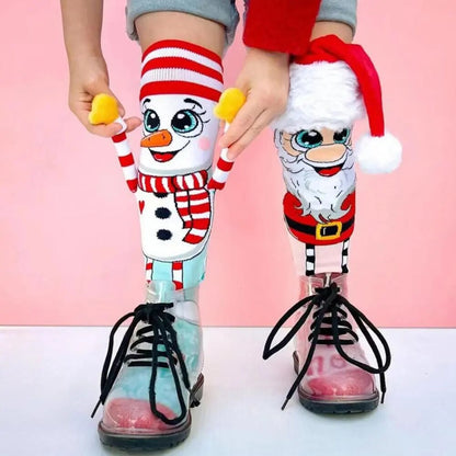 1 Pair Trendy Cartoon Christmas Stockings Santa Snowman