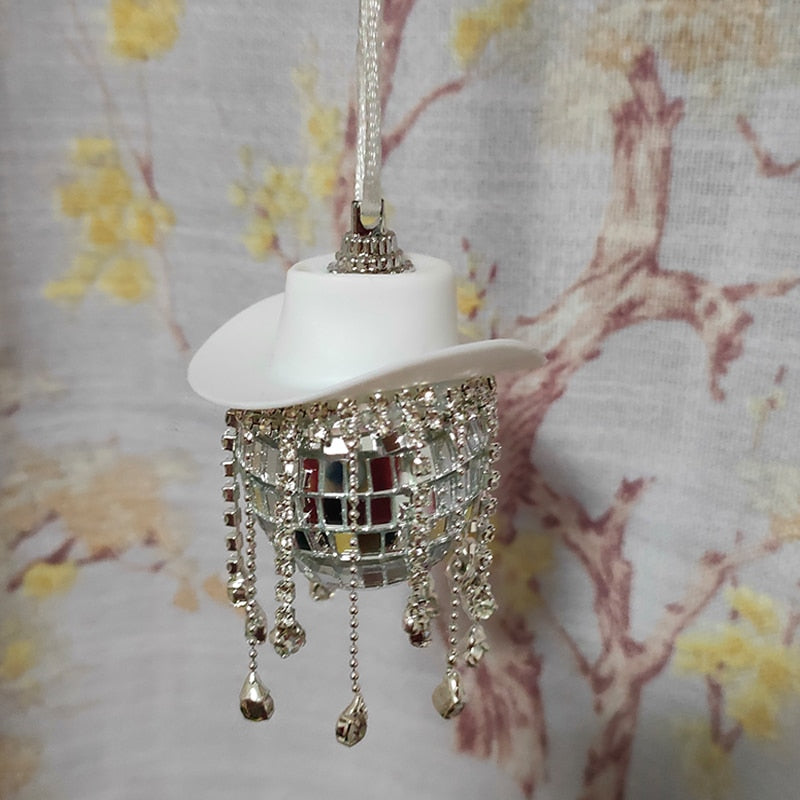 Rhinestone Cowgirl Disco Ball Party Hanging Car Rear View Mirror Accessory - myfunfarm