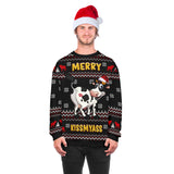 Funny Cow Merry KissMYASS  Sweaters Unisex Holiday Party Xmas Sweatshirts