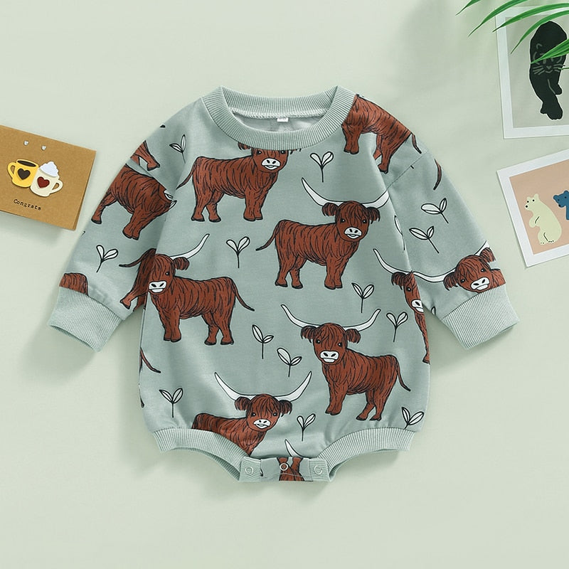 Baby Boys Girls Bodysuits Cattle Print