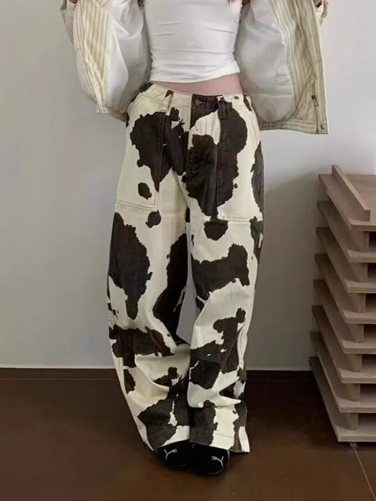 Cow Pattern Jeans Pants For Women