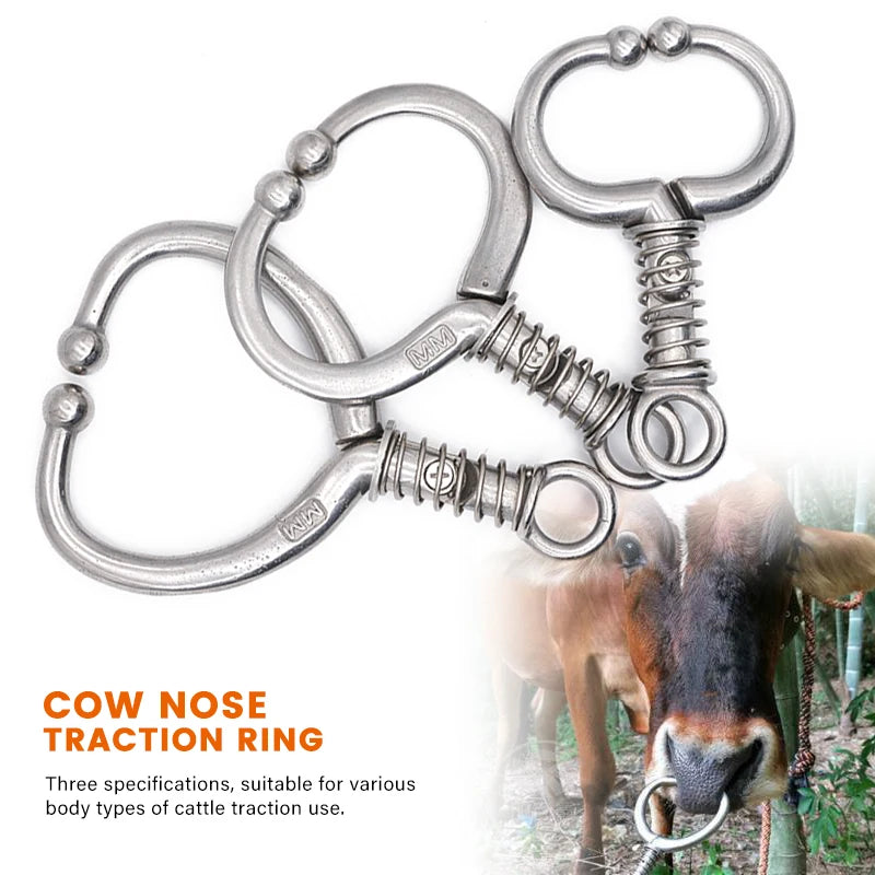 Farm Animals Stainless Steel Automatic Cow Spring Nose Pliers Cattle Baoding Ware Binding Tool Nose Clamp Traction Cattle Rings