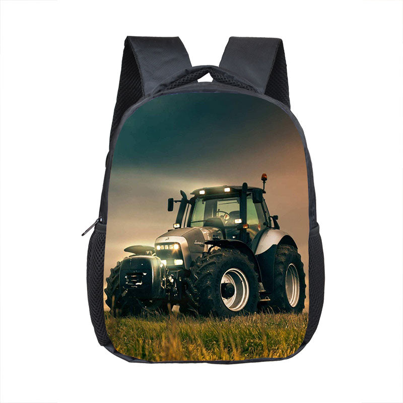 Farm Tractor Print Backpack Children School Bags