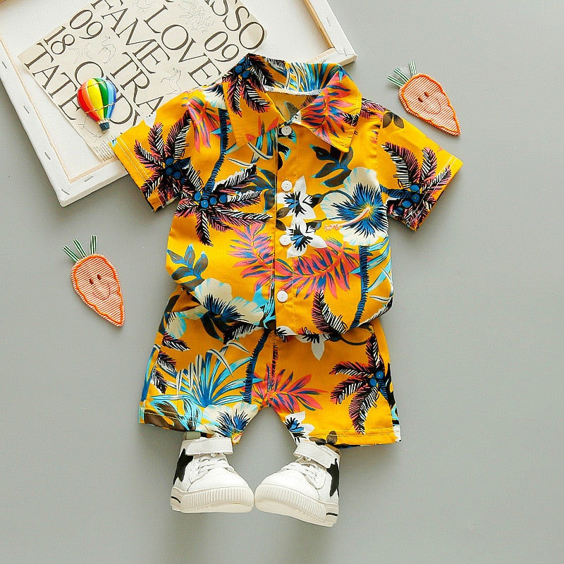 1-6 Year Children Set Hawaiian shirt and Shorts Floral Printed - myfunfarm