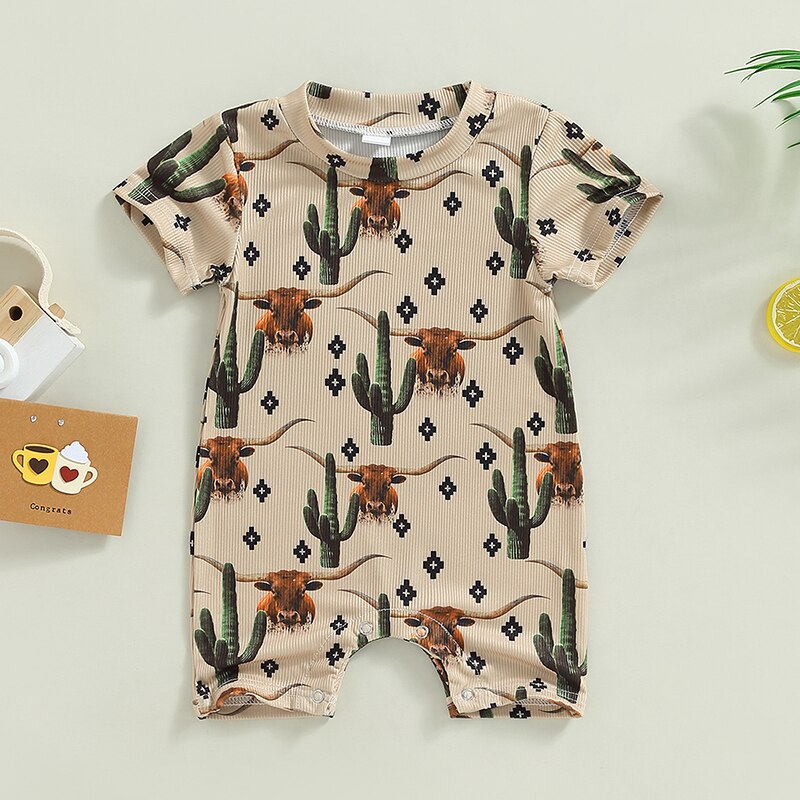 Summer Toddler Newborn Baby Boy Girl Clothing 0-18M Cattle Letter Print - myfunfarm