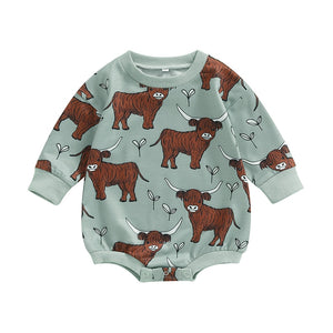 Baby Boys Girls Bodysuits Cattle Print