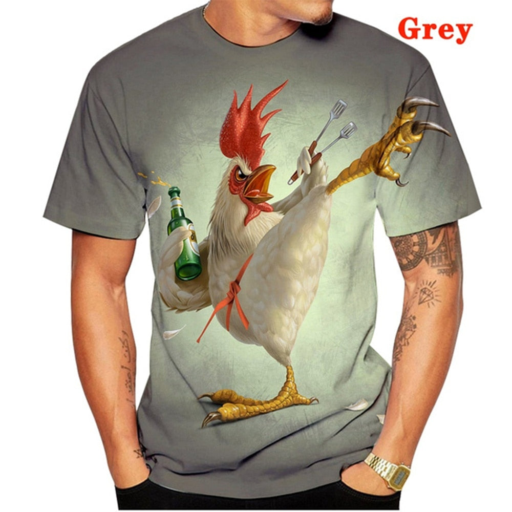 Rooster 3d Print Funny Unisex T-shirt