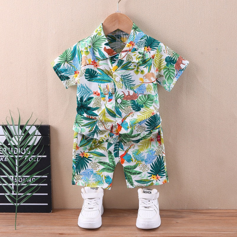 1-6 Year Children Set Hawaiian shirt and Shorts Floral Printed - myfunfarm