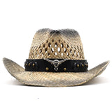 Hollow straw Cowboy Hats Western Beach Felt Sunhats