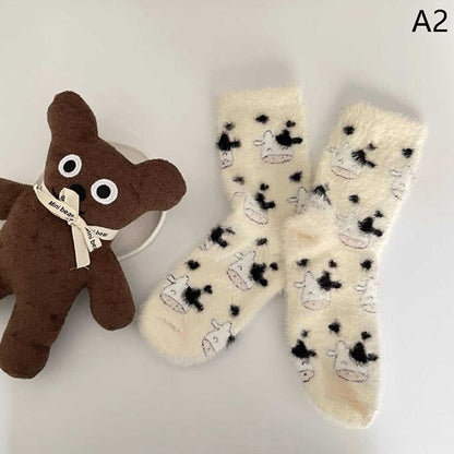 Milk Cow Autumn Socks Soft Warm  for Women - myfunfarm