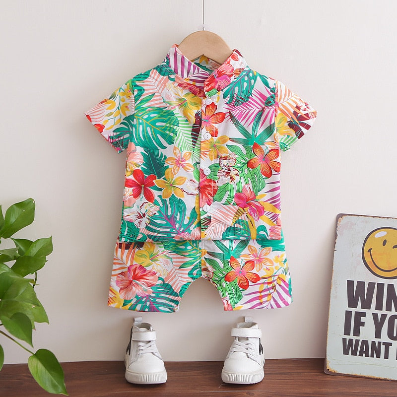 1-6 Year Children Set Hawaiian shirt and Shorts Floral Printed - myfunfarm