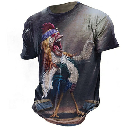 Rooster 3d Print Funny Unisex T-shirt - myfunfarm