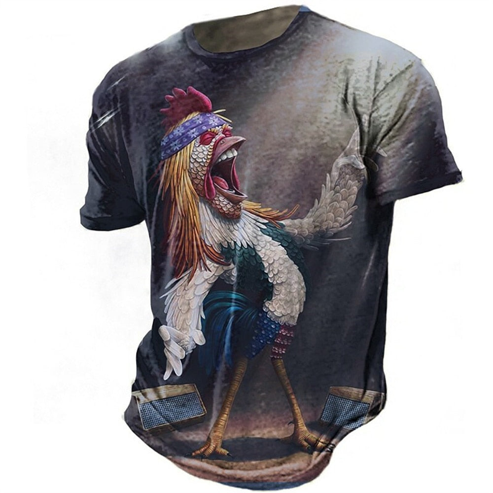 Rooster 3d Print Funny Unisex T-shirt - myfunfarm