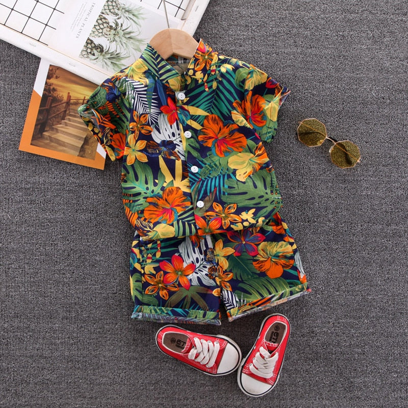 1-6 Year Children Set Hawaiian shirt and Shorts Floral Printed - myfunfarm