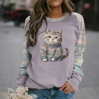 Cute Cat in Sweatshirts painting style - myfunfarm