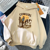 The Cowgirl And Her Cow And Horse Live In The West Hoodies
